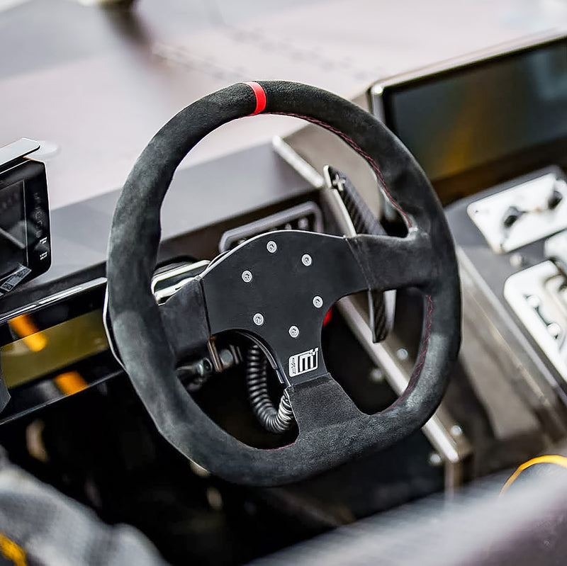 EVP.MOde Race Steering Wheel with Carbon Fiber Paddles and Quick-Release Hub Adapter Kit for Can-Am Maverick R — 2