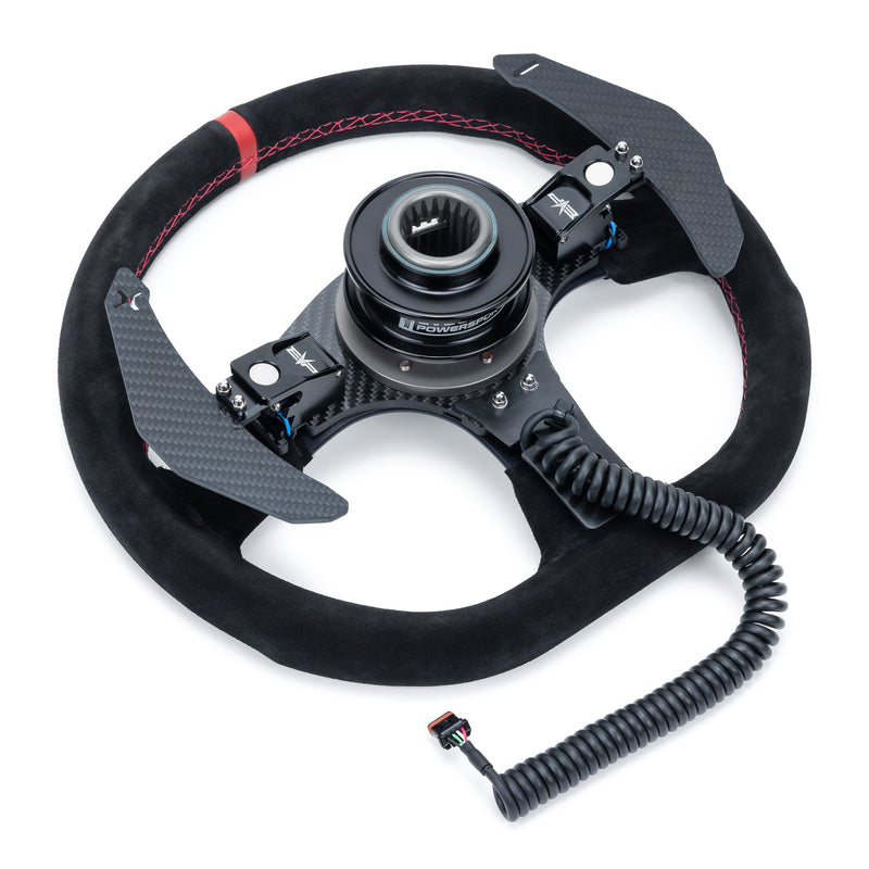 EVP.MOde Race Steering Wheel with Carbon Fiber Paddles and Quick-Release Hub Adapter Kit for Can-Am Maverick R — 4