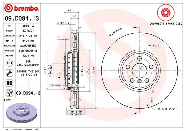 Brembo OE Front Left Brake Rotor (348mm) for the GR Supra 2020+ — 2