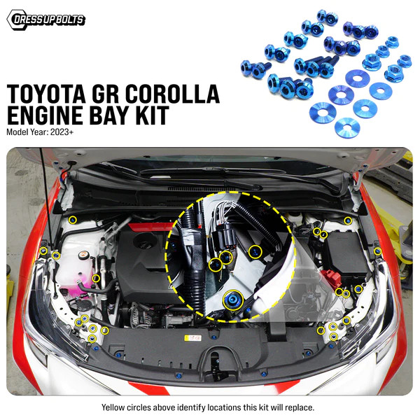 Dress Up Bolts Titanium Hardware Engine Bay Kit for the GR Corolla 2023+ — 3