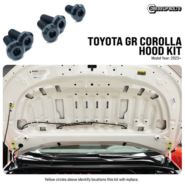 Dress Up Bolts Titanium Hardware Hood Kit for the GR Corolla 2023+