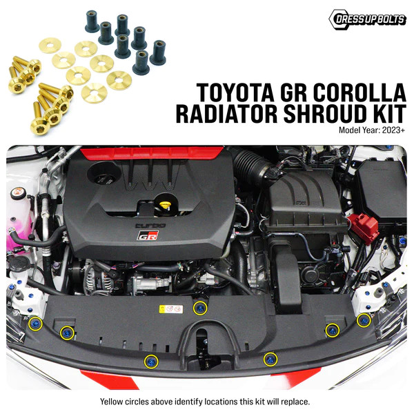 Dress Up Bolts Titanium Hardware Radiator Shroud Kit for the GR Corolla 2023+ — 2
