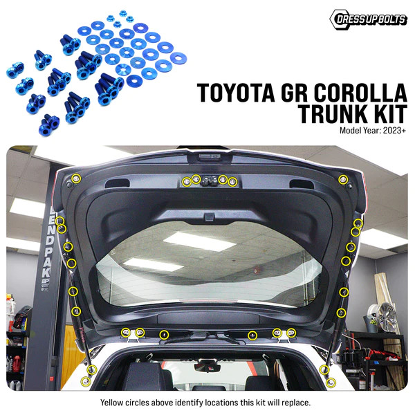 Dress Up Bolts Titanium Hardware Trunk Kit for the GR Corolla 2023+ — 2