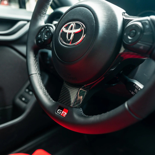 Driven.Media Carbon Fiber Steering Wheel Trim for the GR86 / BRZ 2022+ — 3