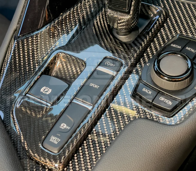 EOS Carbon Fiber Center Gear Shift Box Cover for the GR Supra 2020+ — 3