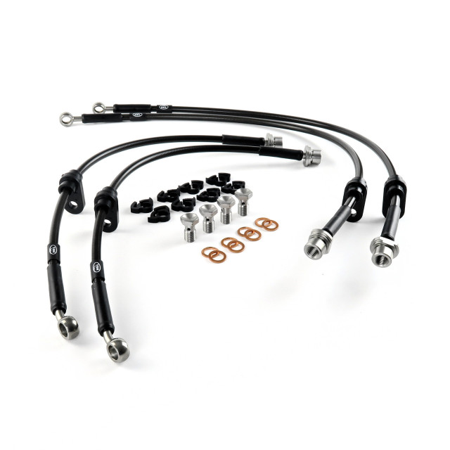 HEL Performance Carbon Fiber Style Sheathed Braided Brake Line Kit for the GR Corolla 2023+