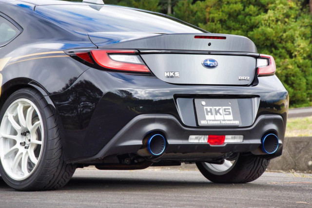 HKS LEGAMAX Premium Axle Back Exhaust W/ Burnt Stainless Tips for the GR86 / BRZ 2022+ — 2