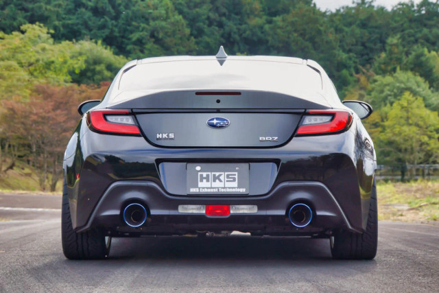 HKS LEGAMAX Premium Axle Back Exhaust W/ Burnt Stainless Tips for the GR86 / BRZ 2022+ — 3