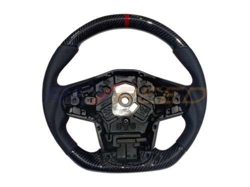 Rexpeed Carbon Fiber Black Leather Steering Wheel for the GR Supra 2020+ — 2