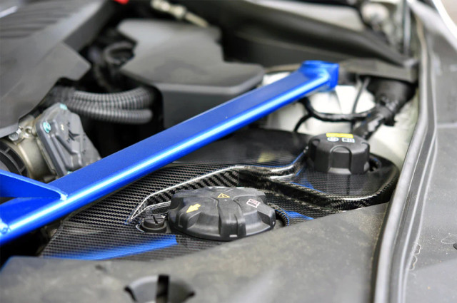 Rexpeed Carbon Fiber Coolant Cover for the GR Supra 2020+ — 2