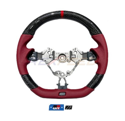 Rexpeed Carbon Fiber Red Leather Steering Wheel for the GR86 2022+