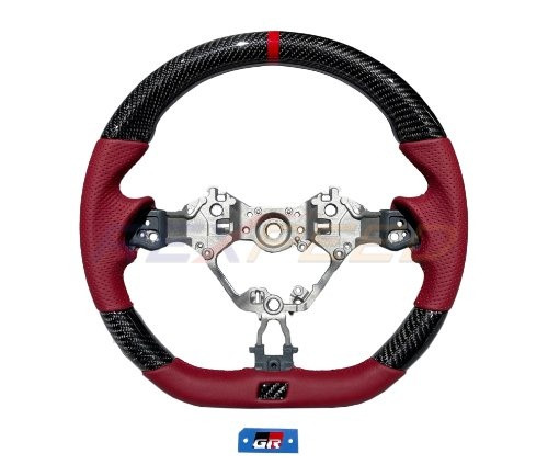 Rexpeed Carbon Fiber Red Leather Steering Wheel for the GR86 2022+ — 2